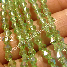 Cristal tupi 4 mm, color verde claro transparente, tira de 75 cristales