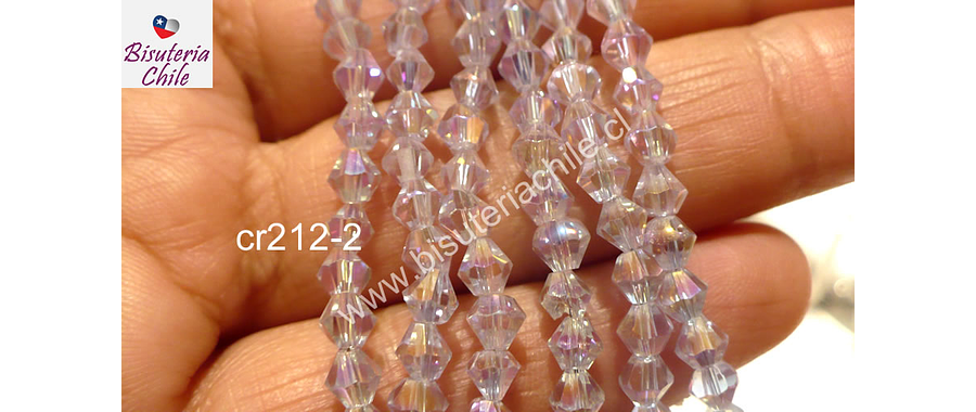 Cristal tupi 4 mm, color lila transparente, tira de 78 cristales