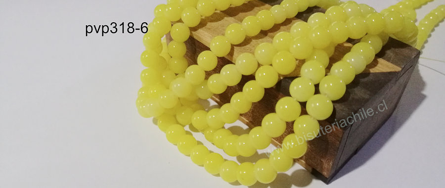 Perla de vidrio pintado 8 mm color amarillo tira de 54 unidades