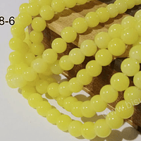 Perla de vidrio pintado 8 mm color amarillo tira de 54 unidades