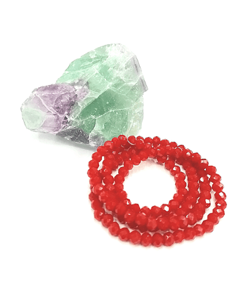 Cristal Chato 4mm,  Rojo Matte.