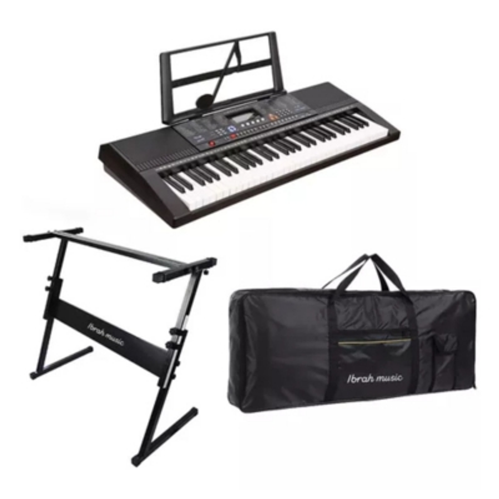 Teclado Musical 61 Teclas Piano + Funda + Atril