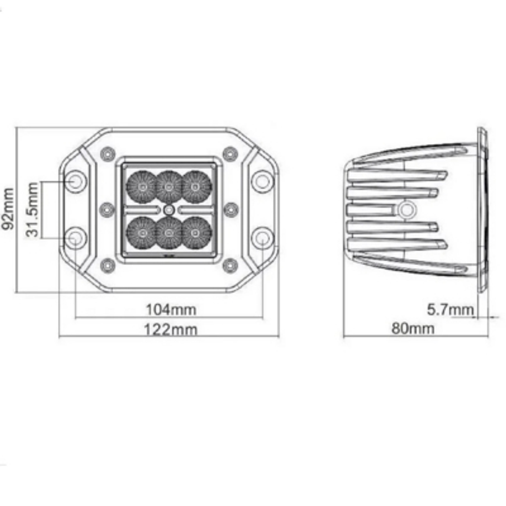 Pack 2 Focos Neblinero 18w Embutido Auto O Camion Led Cree