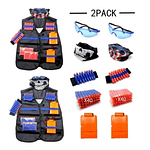 Kit Chaleco Táctico Para Niños Nerf Dardos Guns N-strike X2 Color Negro