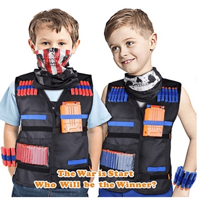 Kit Chaleco Táctico Para Niños Nerf Dardos Guns N-strike X2 Color Negro