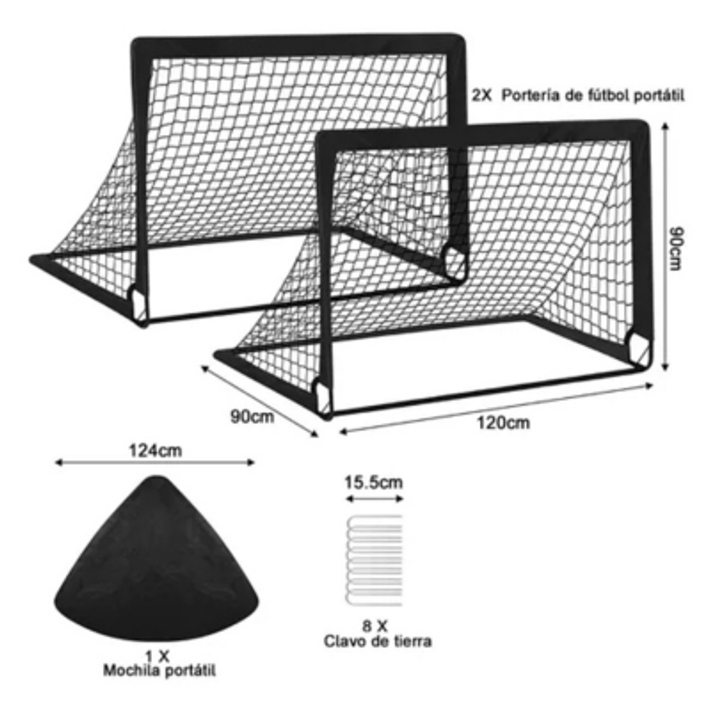 2 Juego De Porterías De Fútbol Portátil Para Niños 120*90cm