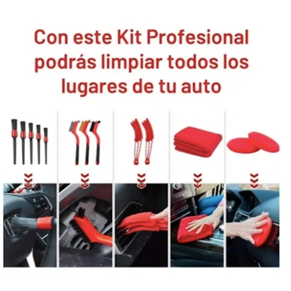 Limpieza De Auto Kit 18 Piezas Interior Y Exterior