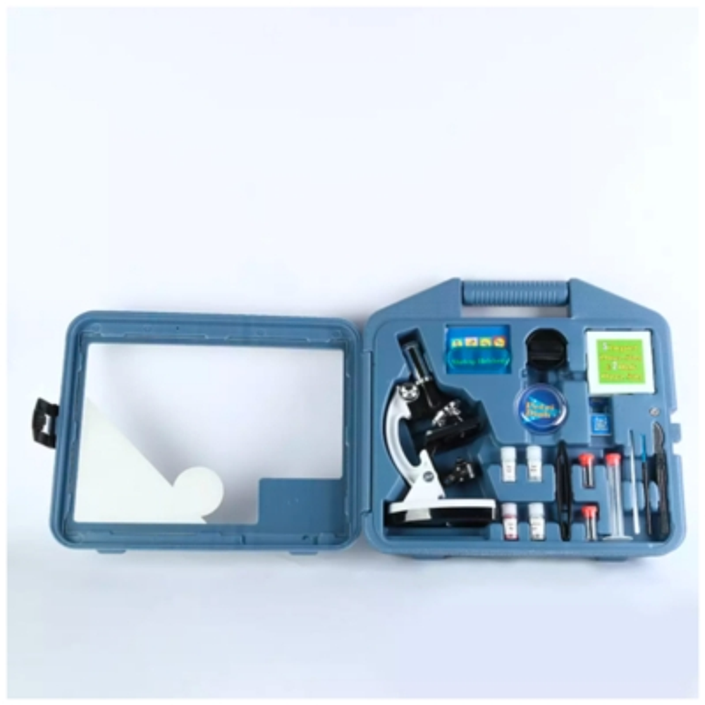 Set Microscopio + Kit De Accesorios 1200x Maletin Plastico