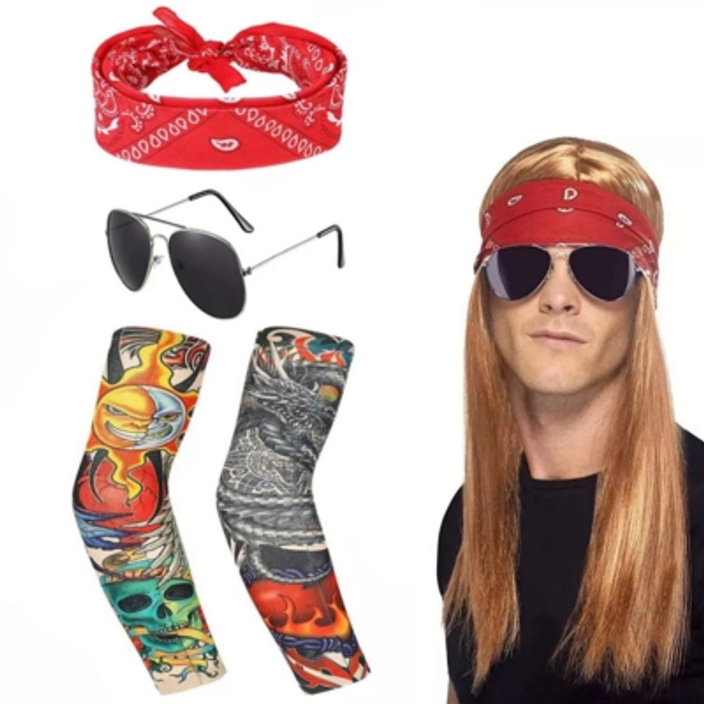 Disfraz Cosplay Rockero Axel Roses Guns Peluca+ Accesorios