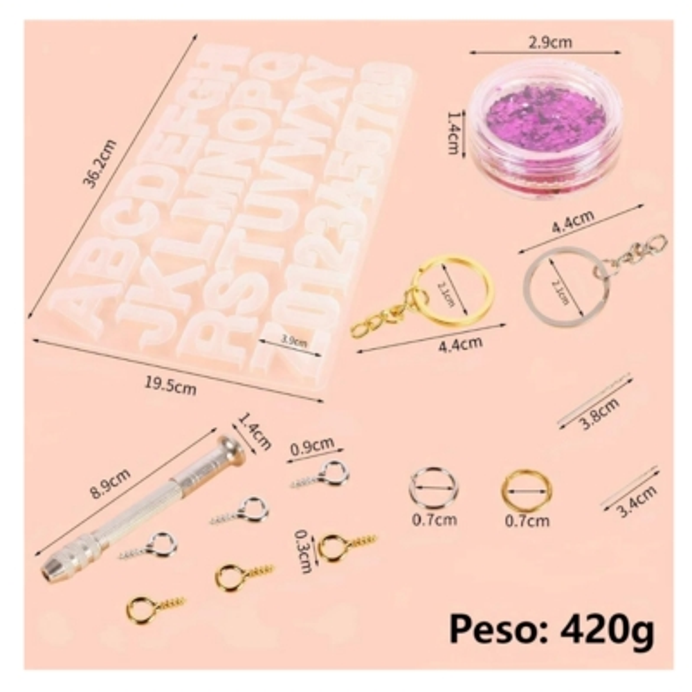 Set 353 Piezas Moldes Silicona Resina Diy Epoxi Alfanumérico