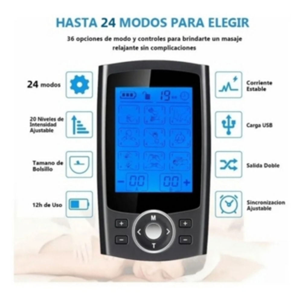 Unidad Tens Ems 24 Modos Estimulador Muscular Masajeador