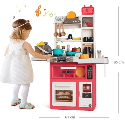 Cocina De Juguete 63 Accesorios Estilo Moderno Rosada 85cms