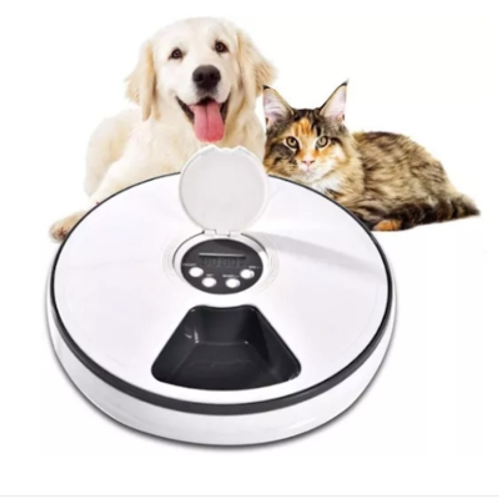 Dispensado Alimento Automatico Perros Gatos Color Blanco