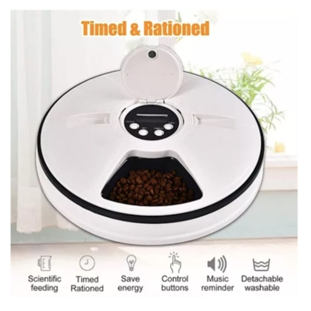 Dispensado Alimento Automatico Perros Gatos Color Blanco