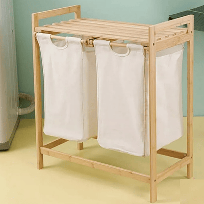 Cesta Canasto De Ropa Sucia Con Soporte De Bambu 73 Cm