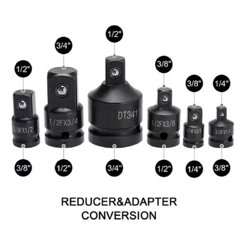 1/2, 1/4, 3/8 Pulgadas. Dados Impact Gun, Paquete De 6
