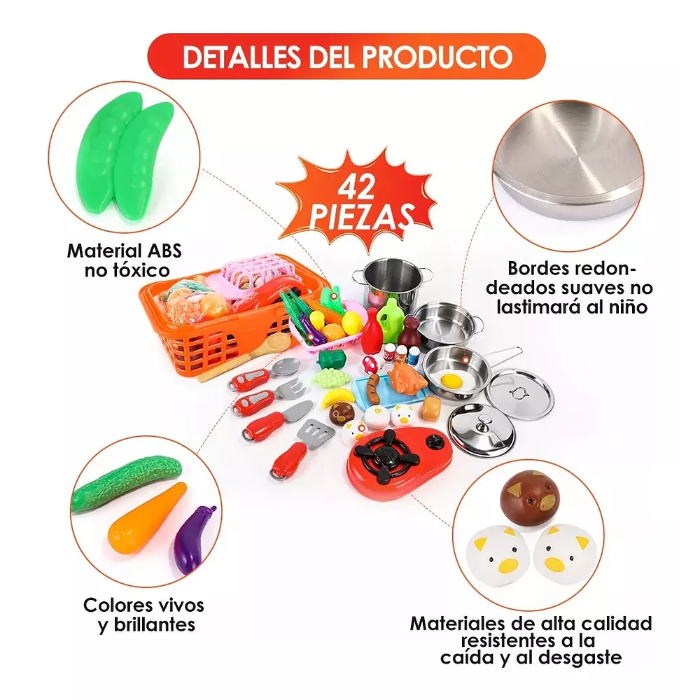 Cocina De Juguetes 42 Piezas Set Kits Y Comidas Para Niños