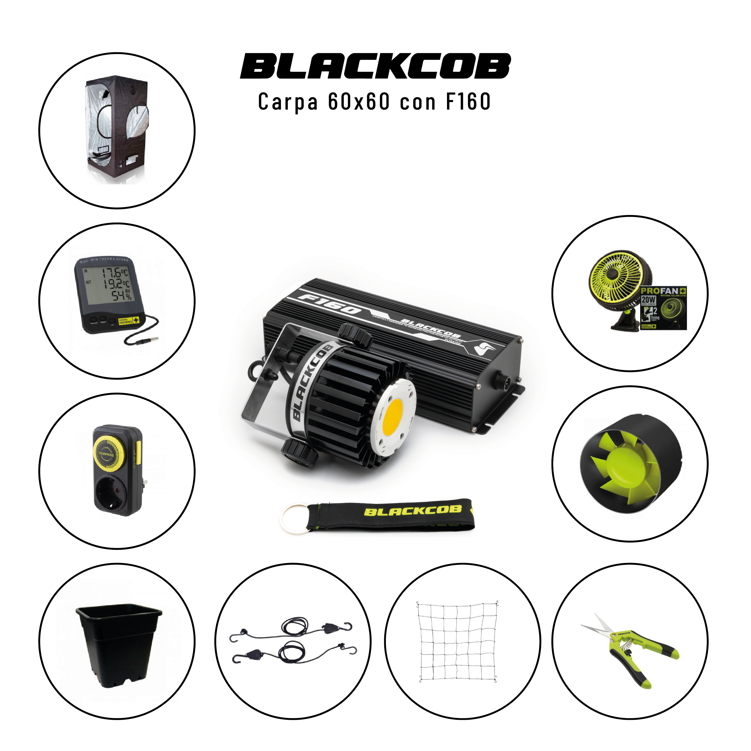 KIT Blackcob F160 Carpa 60x60