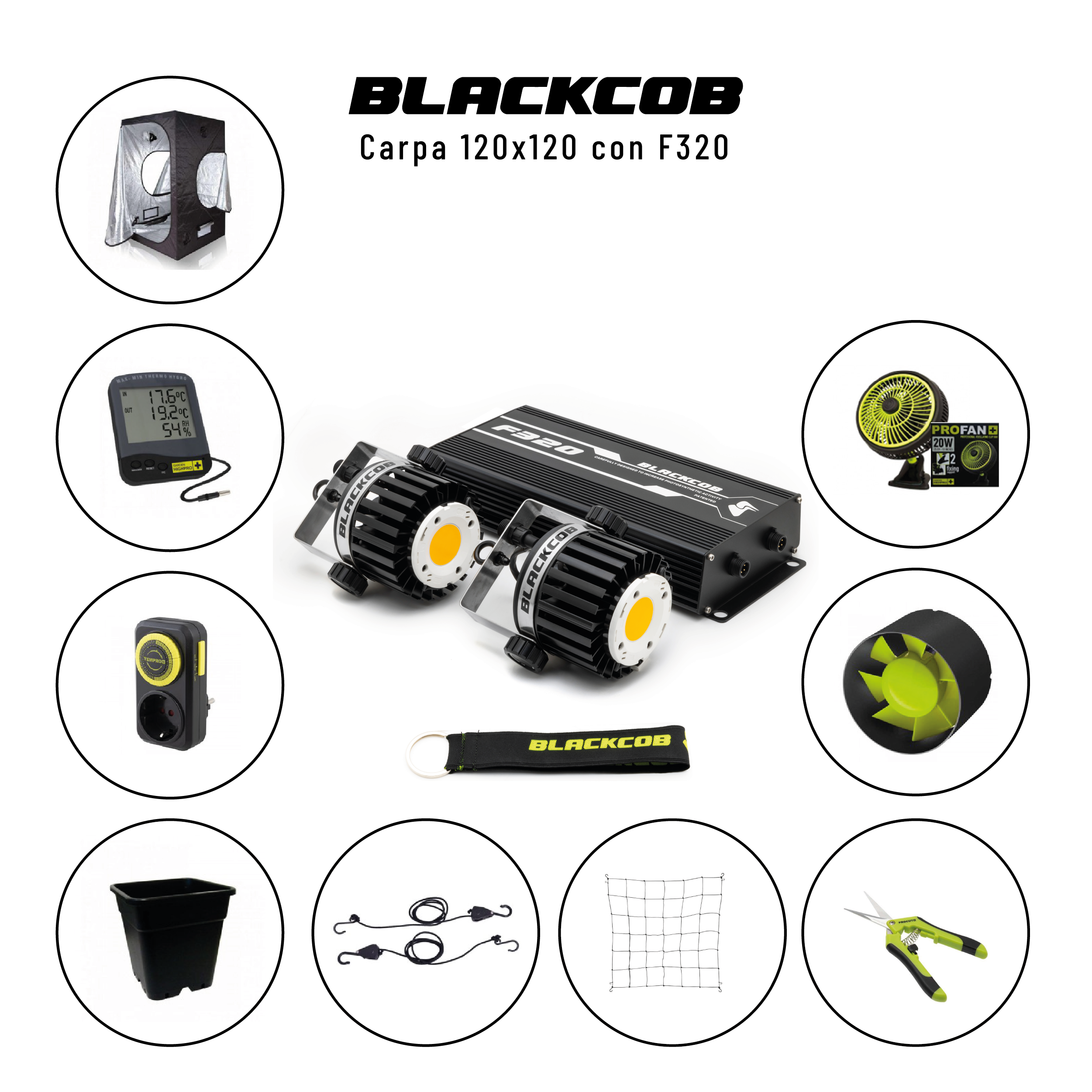 KIT Blackcob F320 Carpa 120x120
