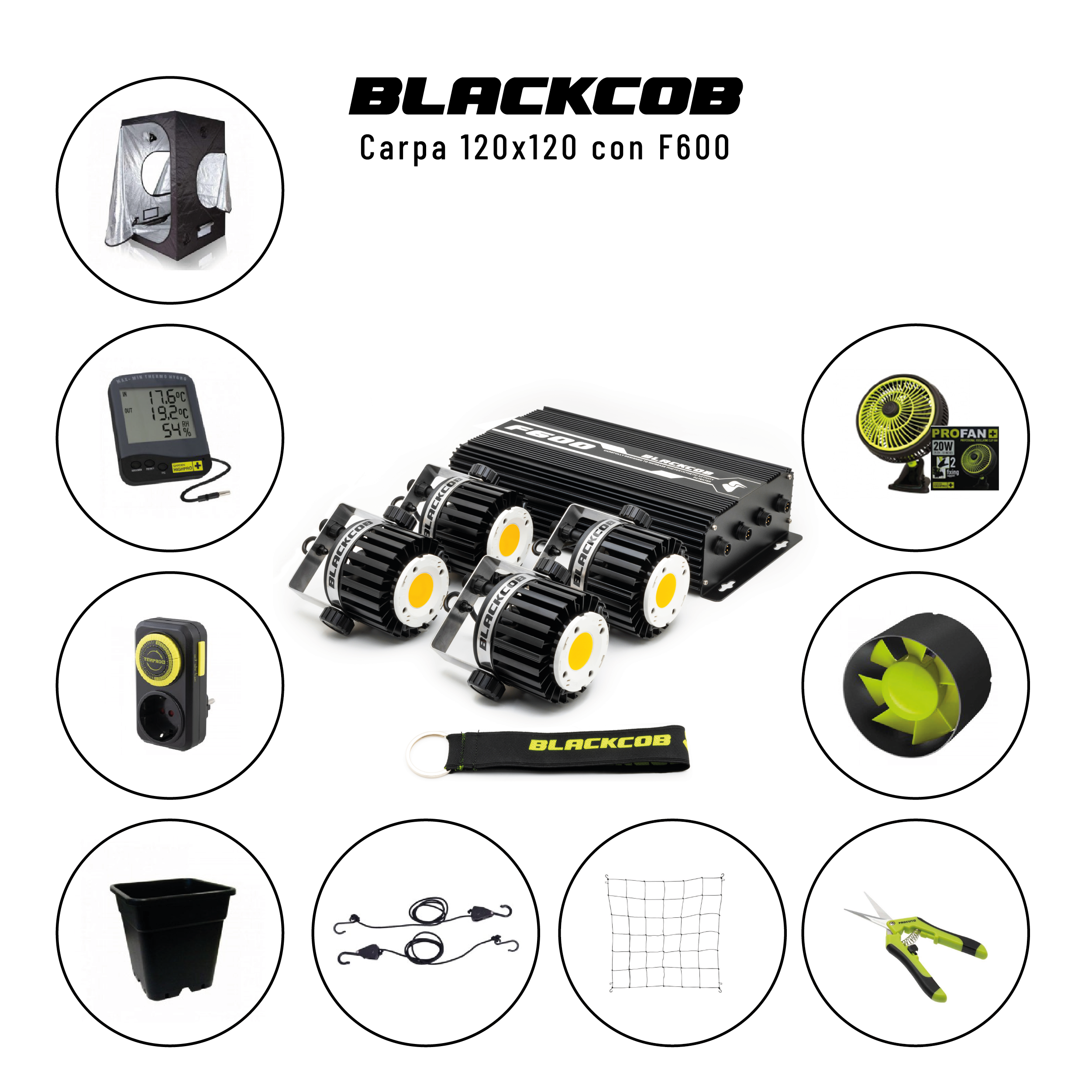 KIT Blackcob F600 carpa 120 x 120