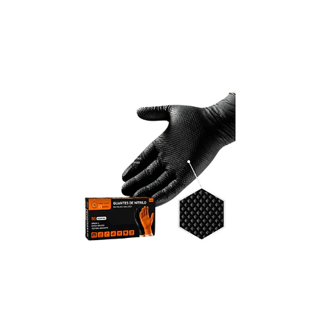 Guantes Nitrilo Negros Texturizados Profesional 8.0gr 50 Uds