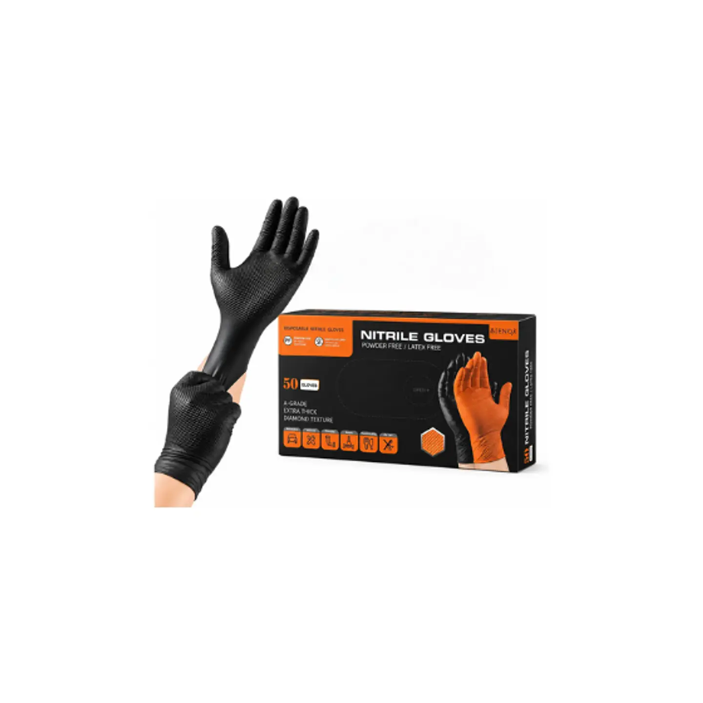 Guantes Nitrilo Negros Texturizados Profesional 8.0gr 50 Uds 1