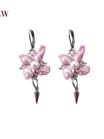 Aros flor de perla - Perlas de rio