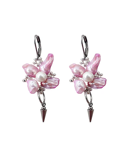 Aros flor de perla - Perlas de rio