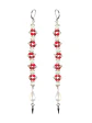 Aros Rojos con perlas - Largos - Miniatura 1