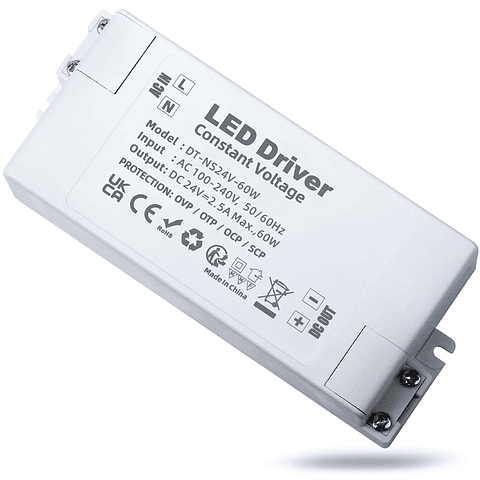 REYLAX Transformador 220 V a 24 V, driver LED 60 W