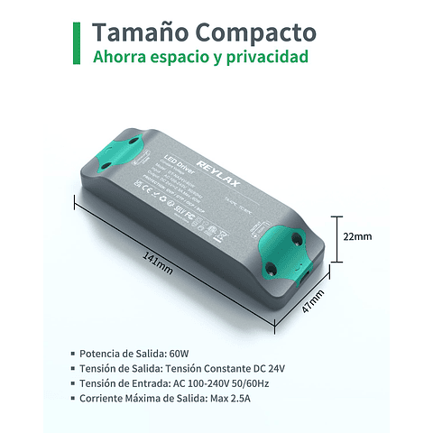 REYLAX Transformador 220 V a 24 V, transformador LED 60 W