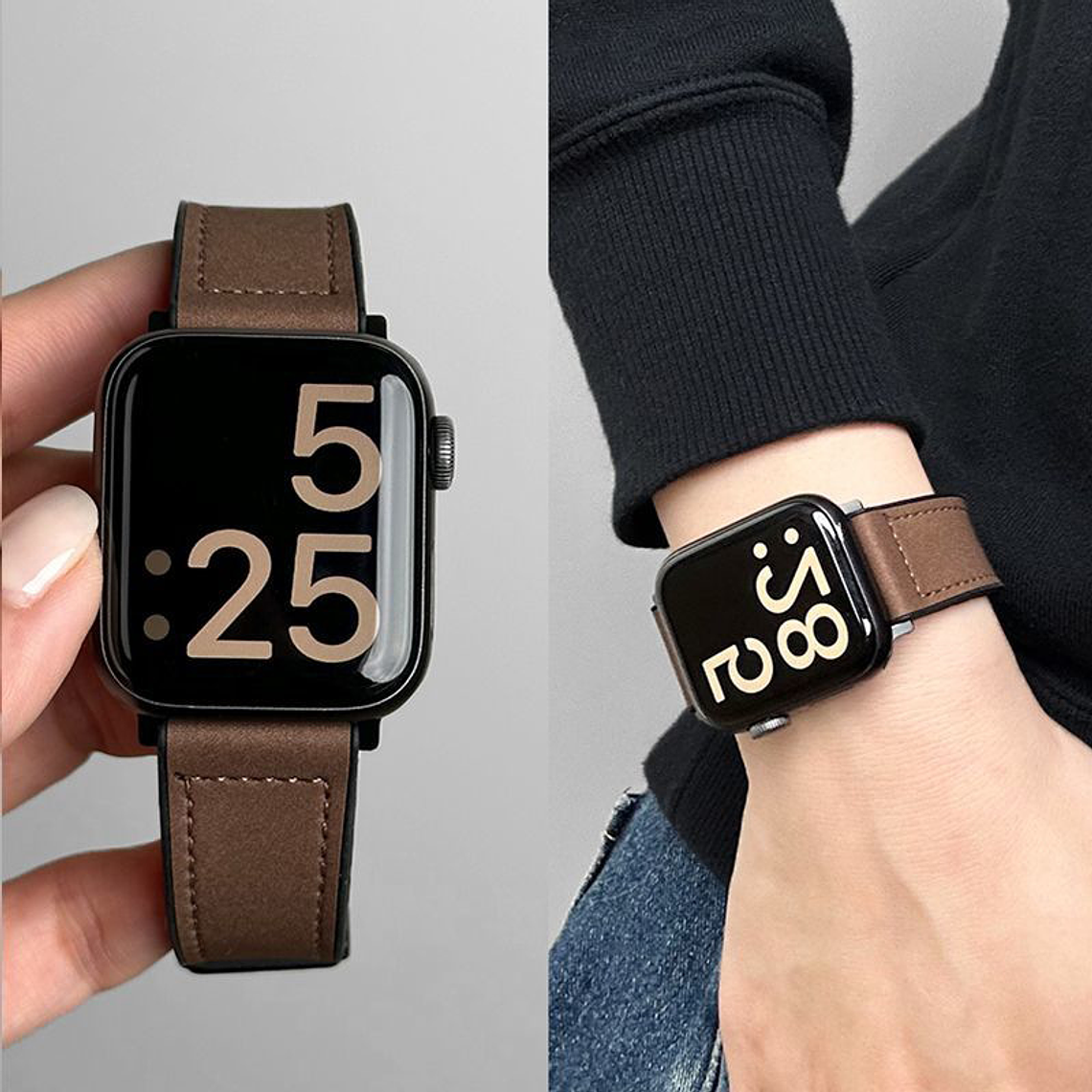 Pulseira de Couro “Marron” com Fecho Magnético Dobrável para Apple Watch 2