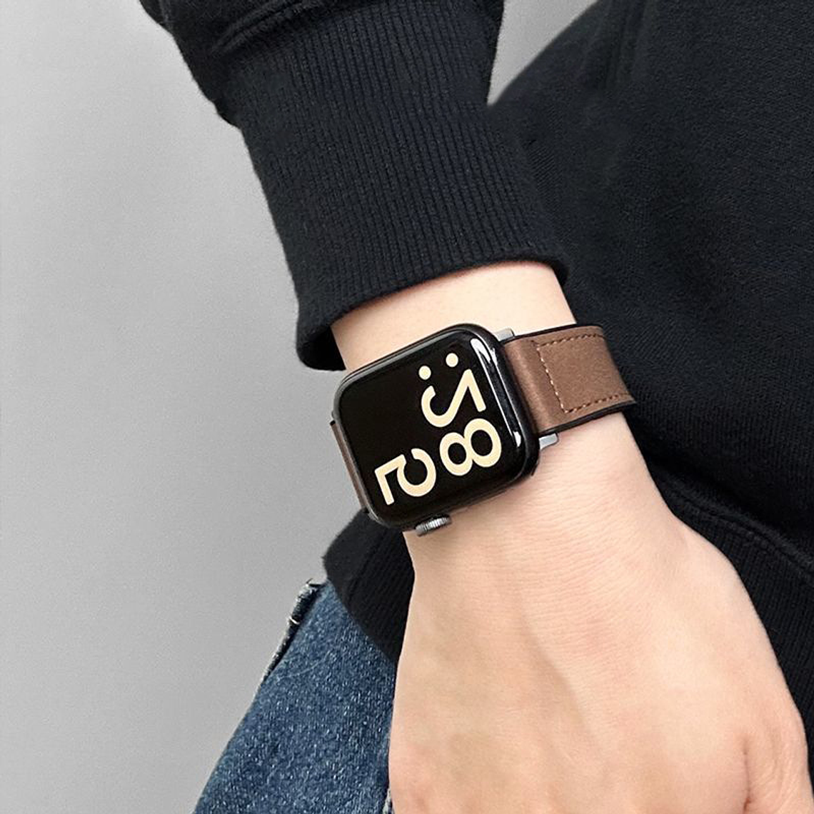 Pulseira de Couro “Marron” com Fecho Magnético Dobrável para Apple Watch 4