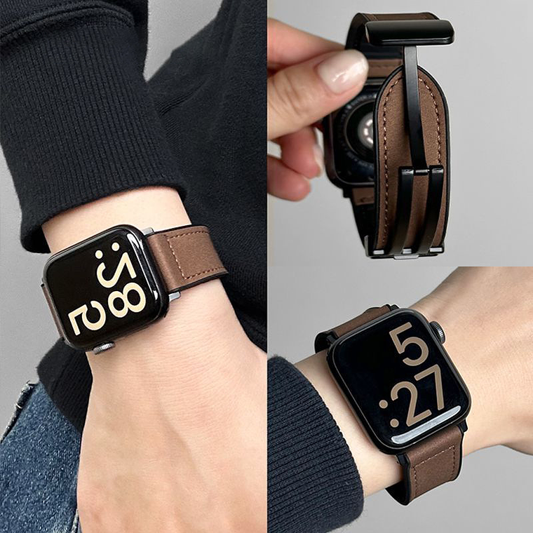 Pulseira de Couro “Verde” com Fecho Magnético Dobrável para Apple Watch 1