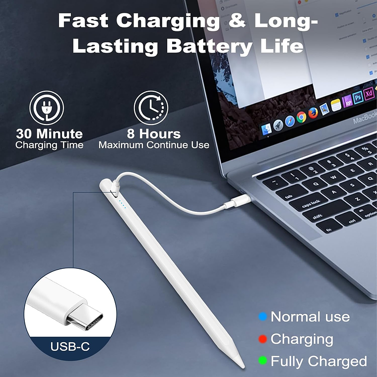 Caneta universal com interface Type-C, Ideal para Tomar Notas, Apple e Android. 7