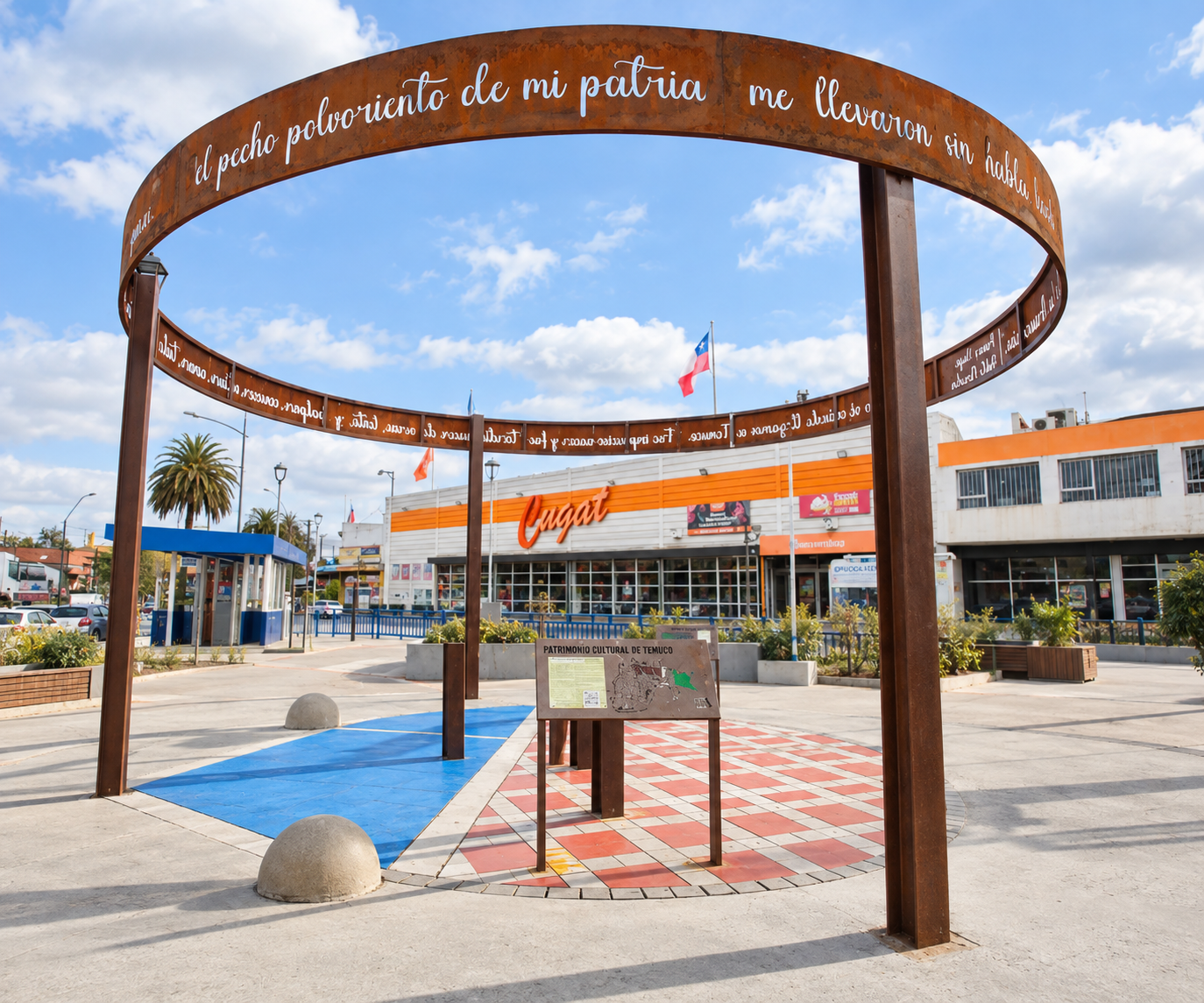 Plazoleta Aníbal Pinto – Hito en Acero Corten, Temuco