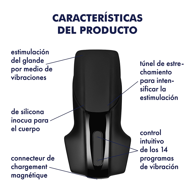 Satisfyer Men Vibration: Masturbador con 14 Programas de Vibración | Black Mask Chile 3