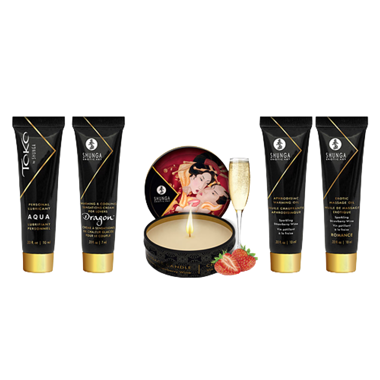 Kit Secretos de una Geisha Vino Espumoso de Fresa Shunga | Intensifica el Placer 2