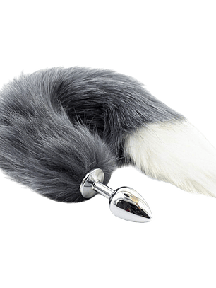 Plug Anal Metálico Cola de Zorro Negro