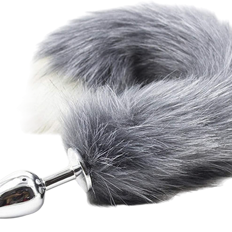 Plug Anal Metálico Cola de Zorro Negro 2