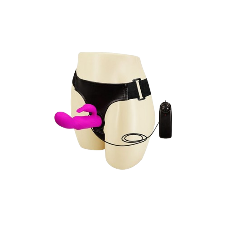 Arnés con Conejo Vibrador de Silicona  1