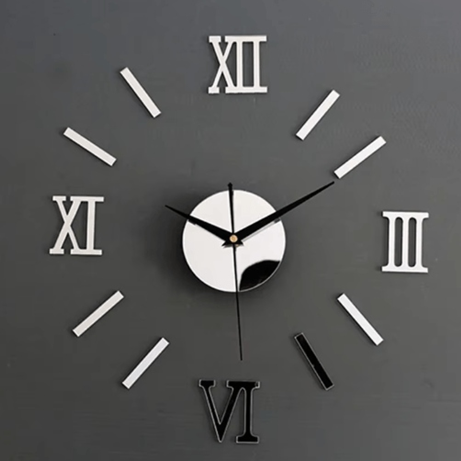 Reloj 3d Con Pendulo Diseño Numeros Romanos Negro Negro Romano 1
