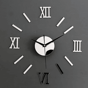 Reloj 3d Con Pendulo Diseño Numeros Romanos Negro Negro Romano