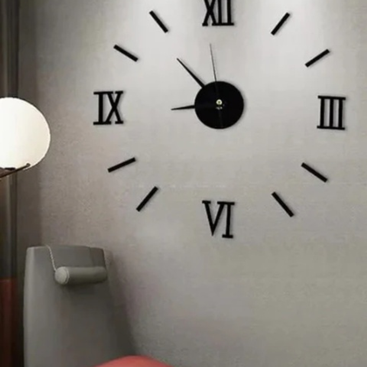 Reloj 3d Con Pendulo Diseño Numeros Romanos Negro Negro Romano 2