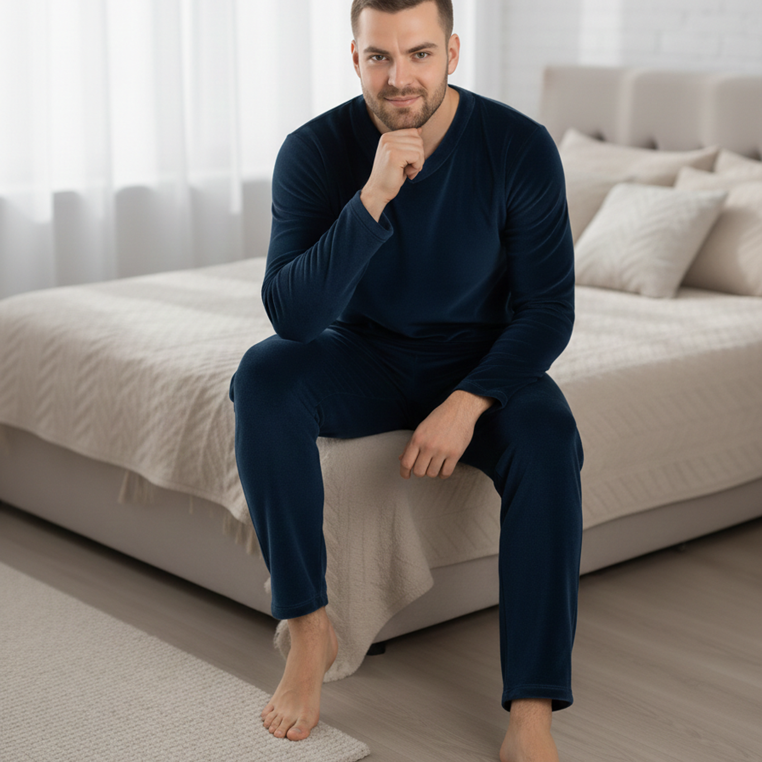 Conjunto Pijama Peluche Hombre Pantalón Y Buzo Abrigador Blathmoda 3