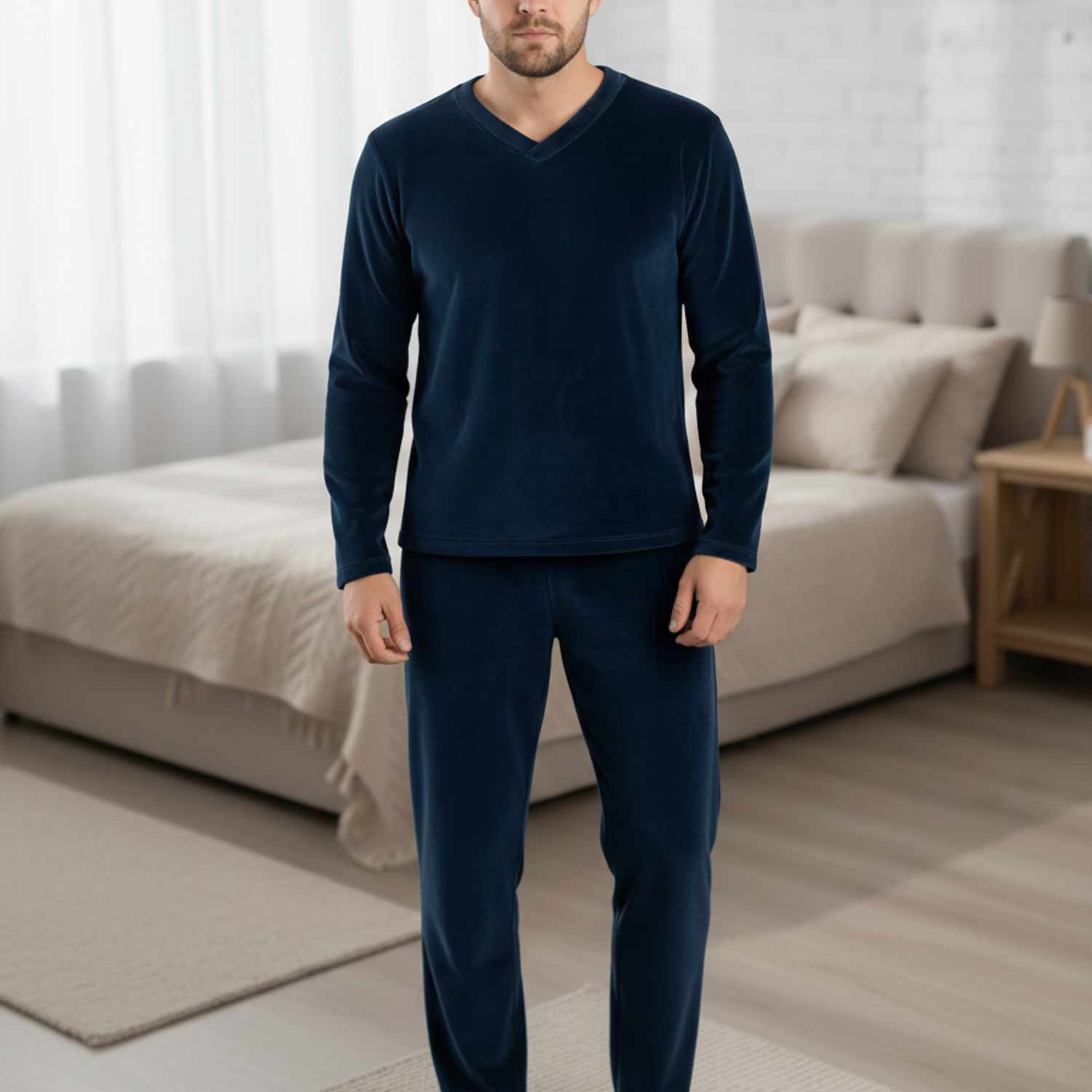 Conjunto Pijama Peluche Hombre Pantalón Y Buzo Abrigador Blathmoda 4