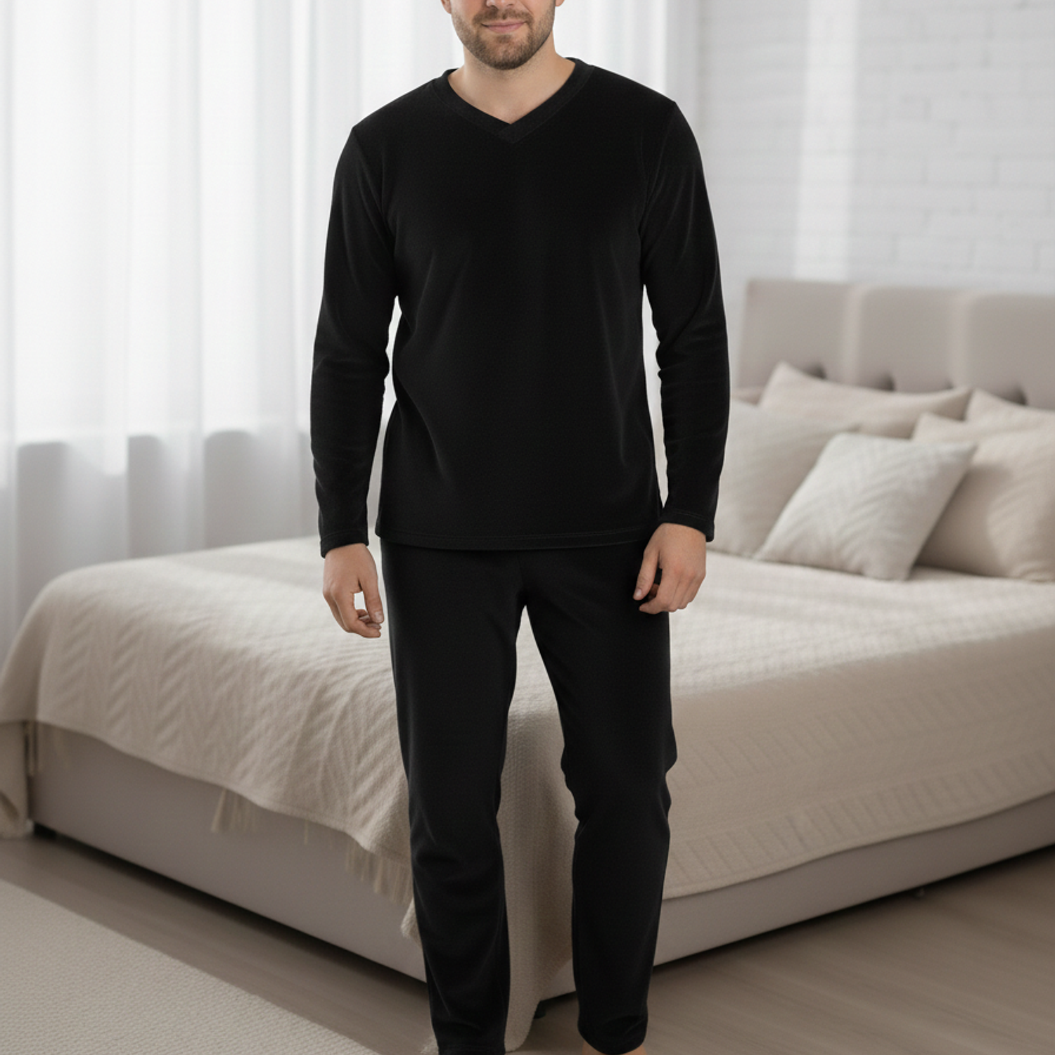 Conjunto Pijama Peluche Hombre Pantalón Y Buzo Abrigador Blathmoda 6