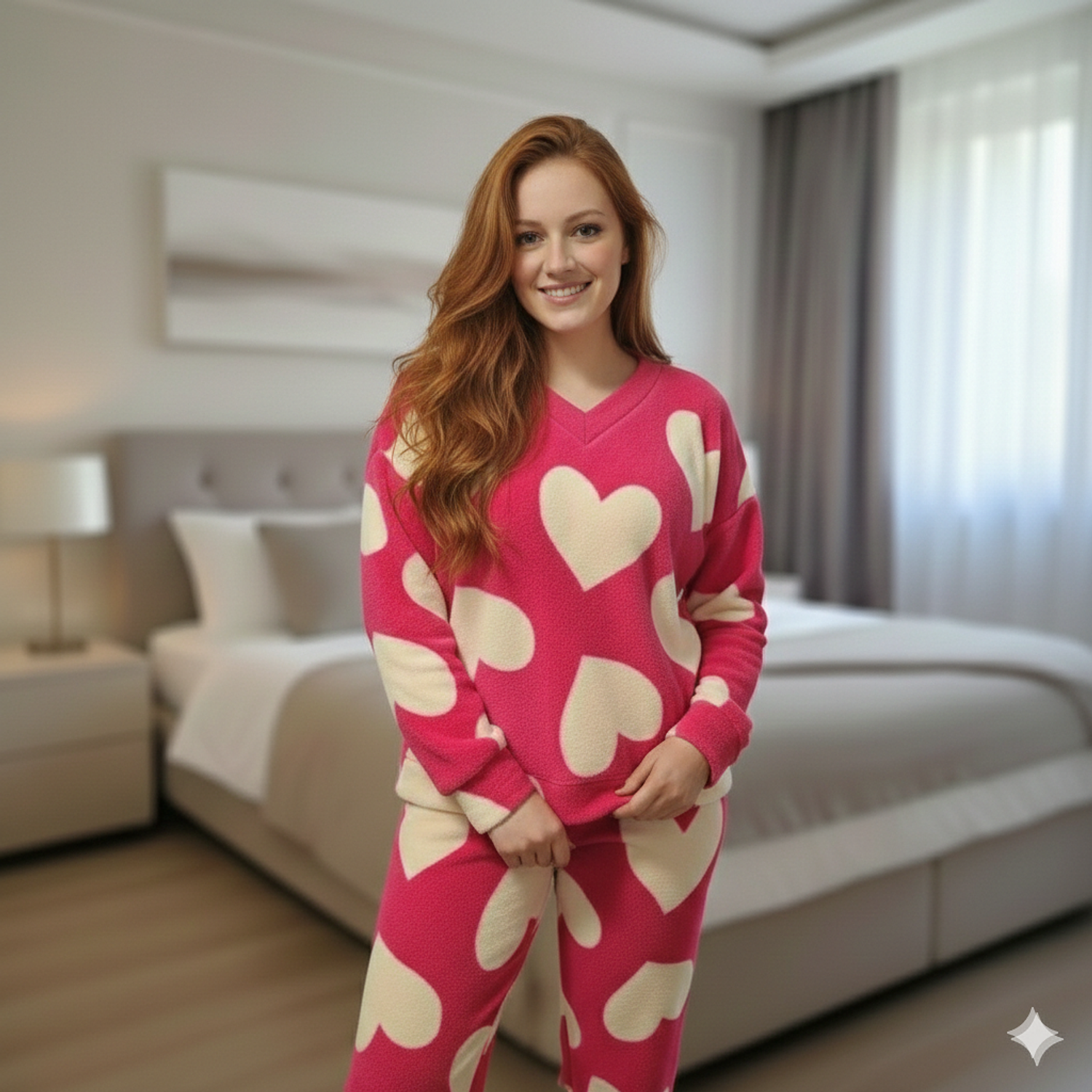 Pijama Térmica Saco Y Pantalón De Corazones Blathmoda 1