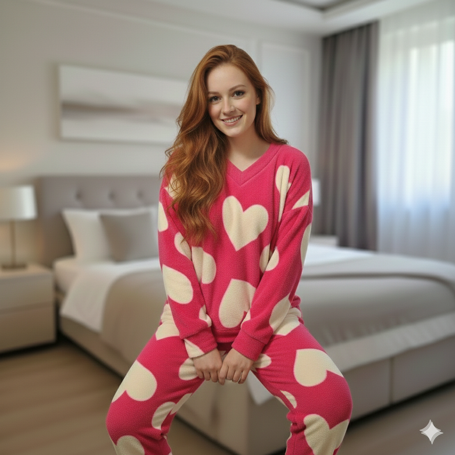 Pijama Térmica Saco Y Pantalón De Corazones Blathmoda 4