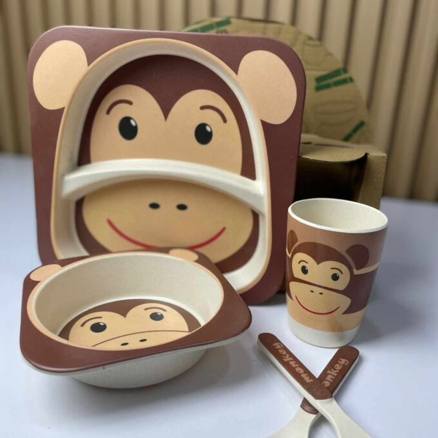 Plato cubierto infantil, vajilla infantil de bambú 11